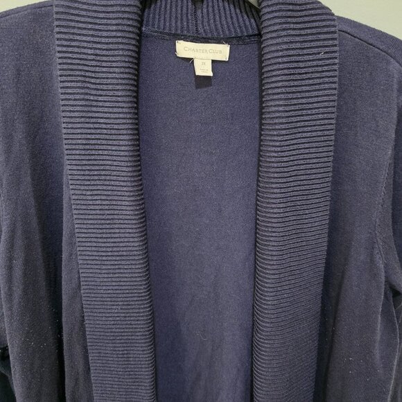 Charter Club Open Front Sweater Cardigan – Women’s Plus 2X Navy Blue - Picture 4 of 8